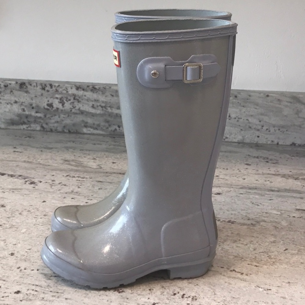 Kids Blue Sparkle Hunter Rain Boots